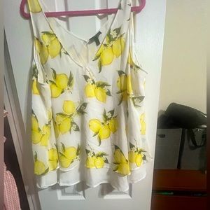 Lane Bryant Lemon Print Swing Tank Sz26